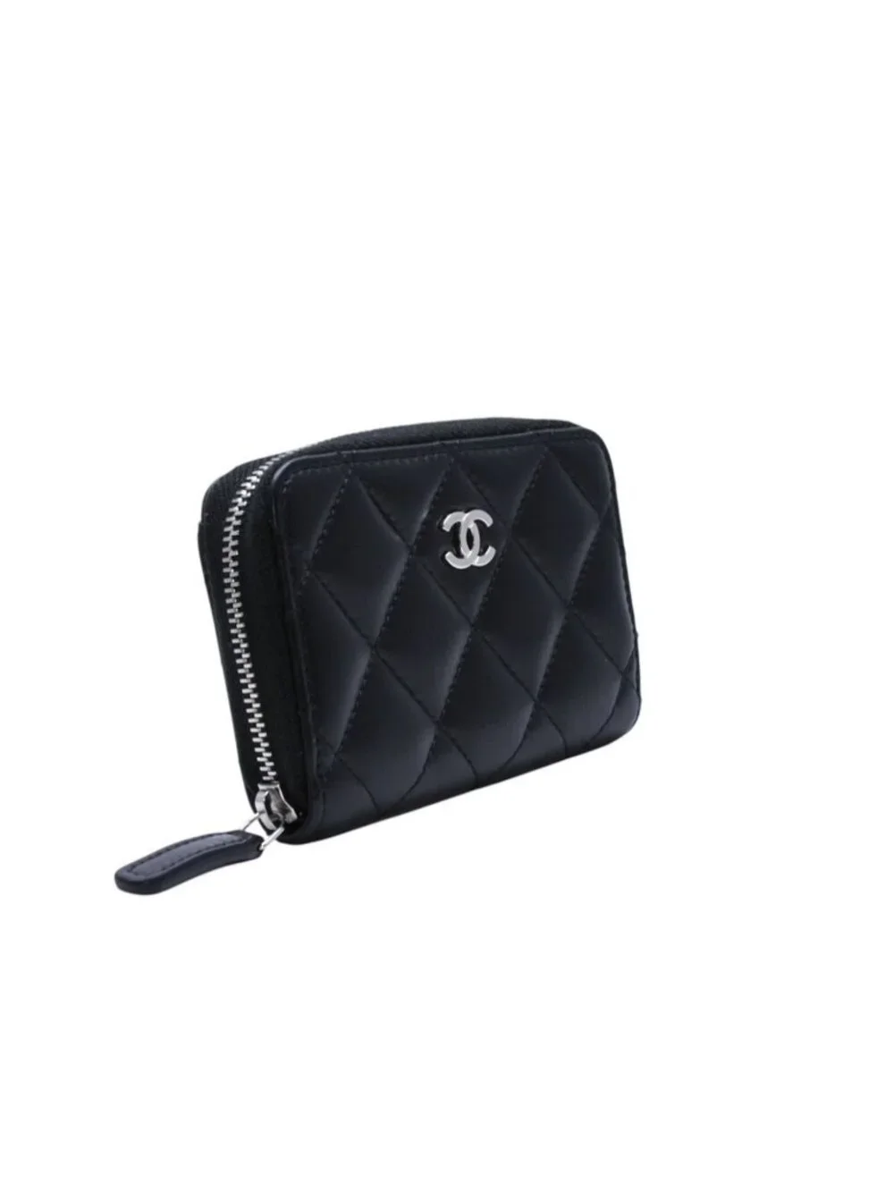 Chanel Classic Zip Coin Purse CC Logo Lambskin Black